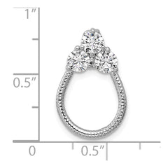 Sterling Silver Rhodium-plated Three CZ Textured Loop Chain Slide Pendant