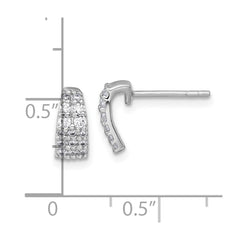 Sterling Silver Rhodium-plated Polished Pave CZ Curved and Tapered Post Earrings