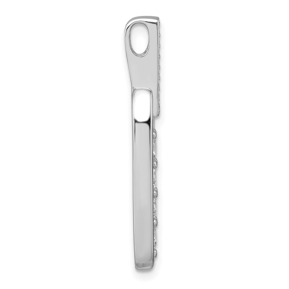 Sterling Silver Rhodium-plated Polished CZ Elongated Oval Pendant