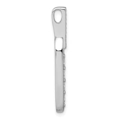 Sterling Silver Rhodium-plated Polished CZ Elongated Oval Pendant