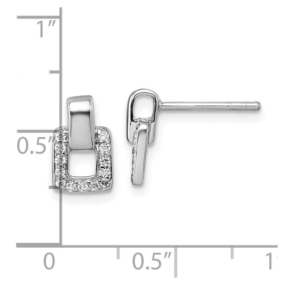 Sterling Silver Rhodium-plated Polished CZ Square Post Earrings