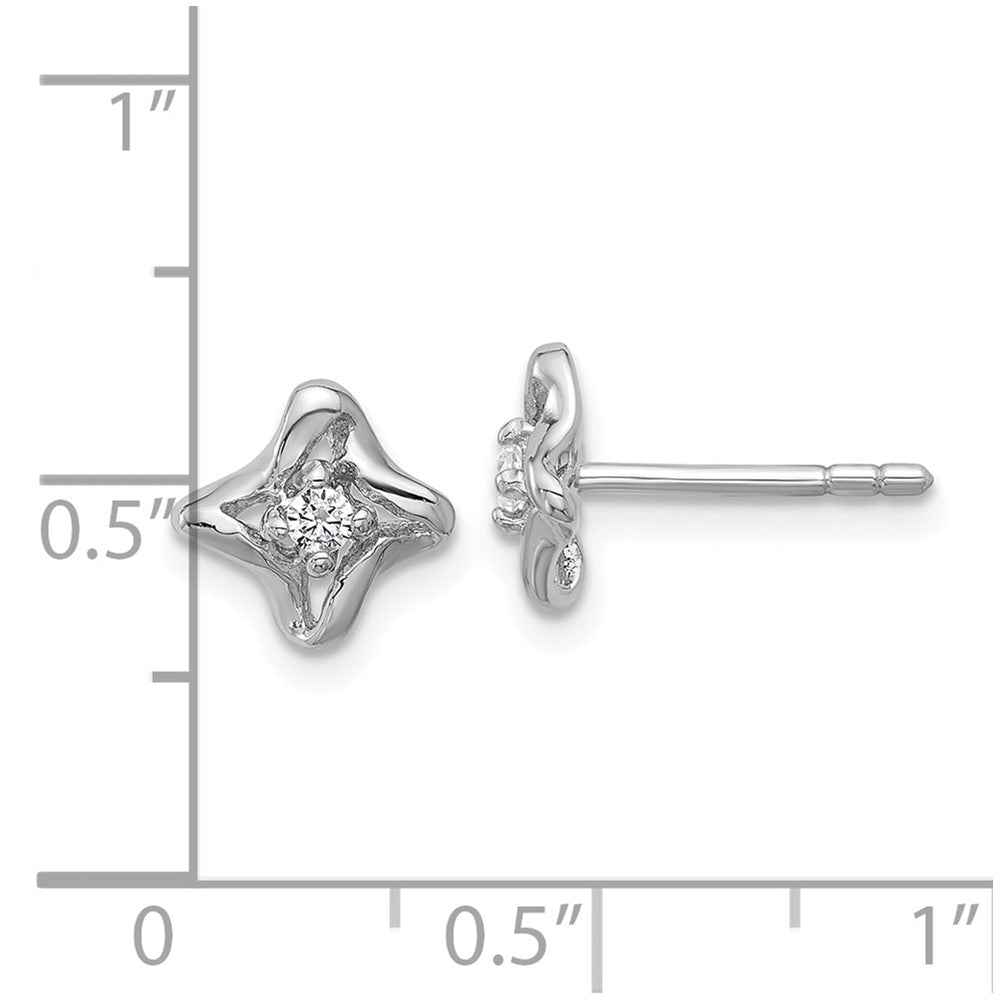 Sterling Silver Rhodium-plated Polished CZ Twisted Post Earrings
