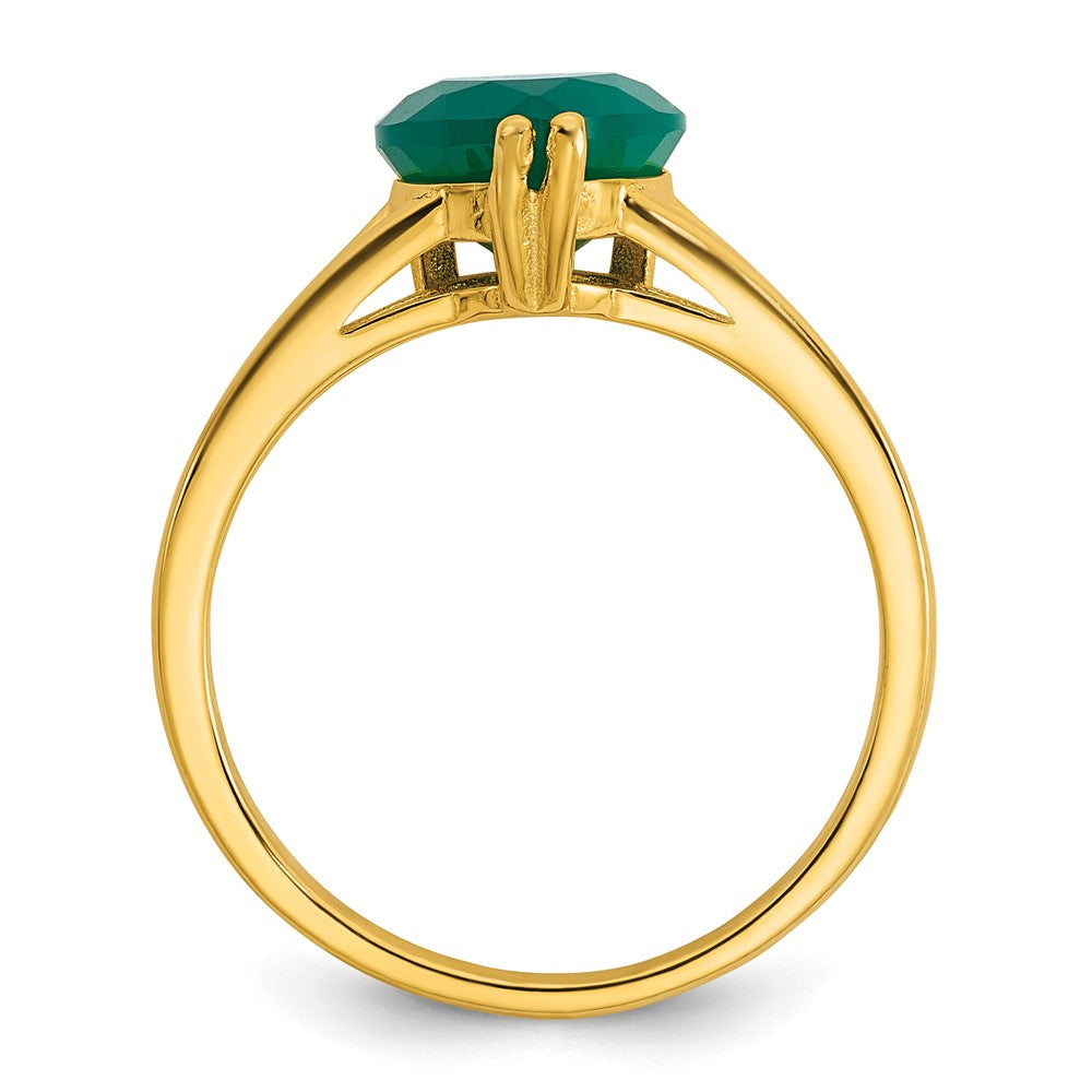 Sterling Silver Gold-tone Polished Green Chalcedony Heart Size 7 Ring