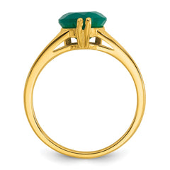 Sterling Silver Gold-tone Polished Green Chalcedony Heart Size 7 Ring