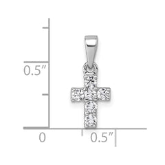Sterling Silver Rhodium-plated Polished White CZ Cross Pendant
