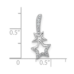 Sterling Silver Rhodium-plated Polished CZ Shooting Stars Chain Slide Pendant