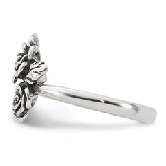 Sterling Silver Antiqued Polished CZ Flowers Size 7 Ring