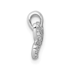 Sterling Silver Rhodium-plated Polished CZ Butterfly Pendant - 2