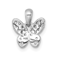 Sterling Silver Rhodium-plated Polished CZ Butterfly Pendant - 2