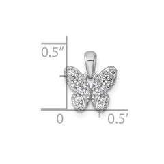 Sterling Silver Rhodium-plated Polished CZ Butterfly Pendant - 2