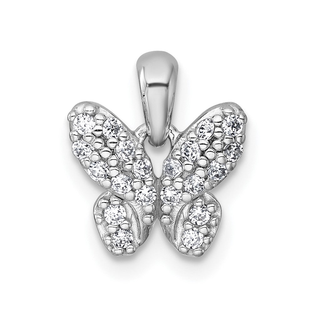 Sterling Silver Rhodium-plated Polished CZ Butterfly Pendant - 2