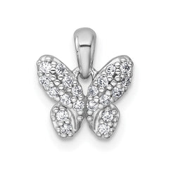Sterling Silver Rhodium-plated Polished CZ Butterfly Pendant - 2