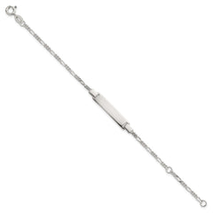 Sterling Silver Polished Figaro Link Childrens 5.5 inch with 1 inch Extension ID Bracelet
