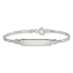 Sterling Silver Polished Figaro Link Childrens 6 Inch ID Bracelet