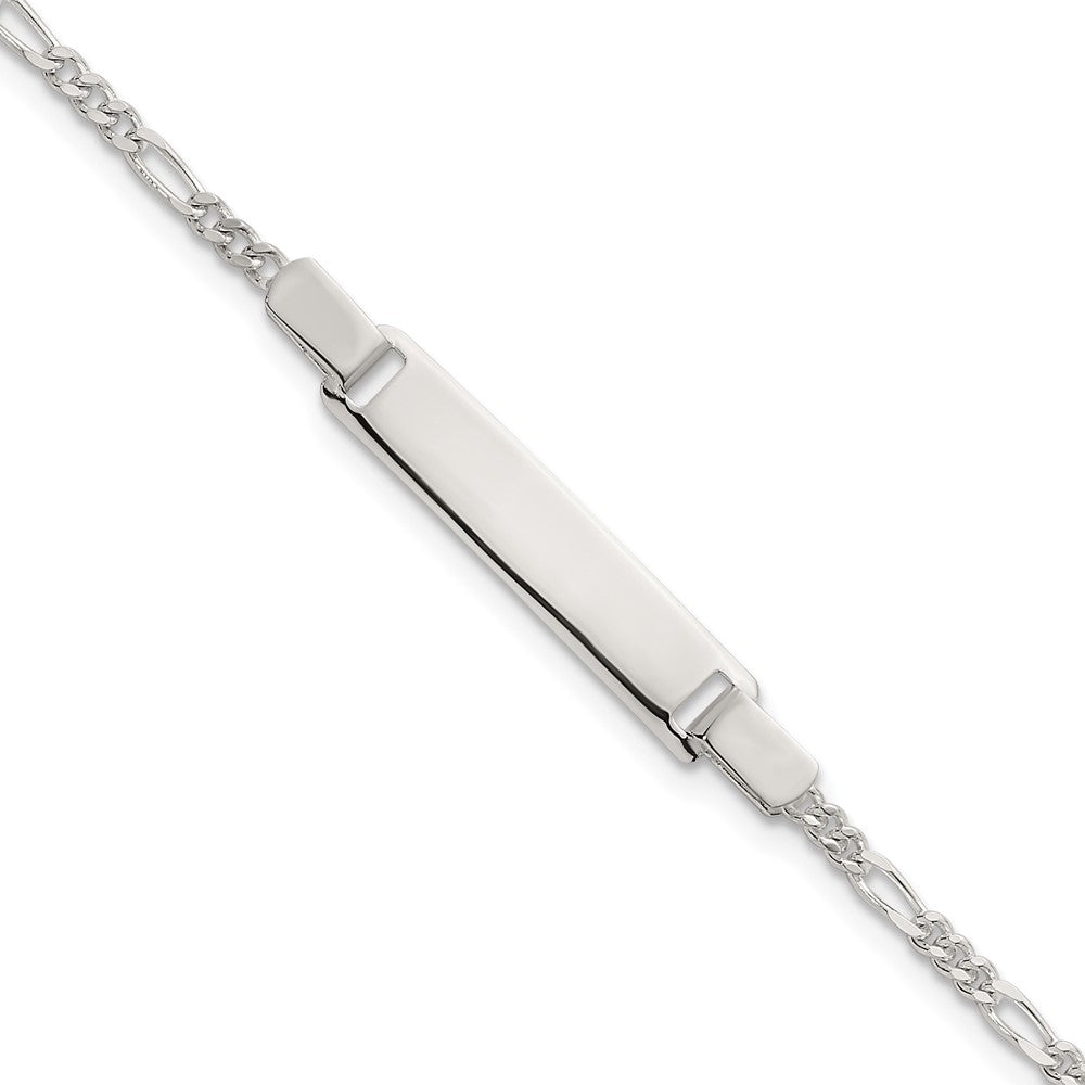 Sterling Silver Polished Figaro Link Childrens 6 Inch ID Bracelet