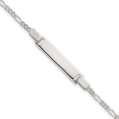 Sterling Silver Polished Figaro Link Childrens 6 Inch ID Bracelet