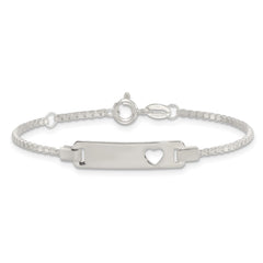 Sterling Silver Polished Cut-out Heart Box Link Childrens 5.5 inch with 0.5 inch Extension ID Bracelet
