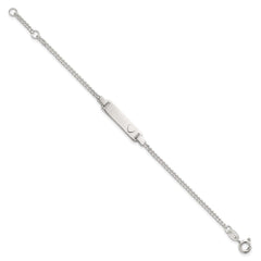 Sterling Silver Polished Raised Heart Curb Link Childrens 5.5 inch with 0.5 inch Extension ID Bracelet