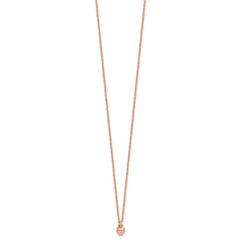 Sterling Silver Rose-tone Polished Heart Childrens 14 inch Necklace