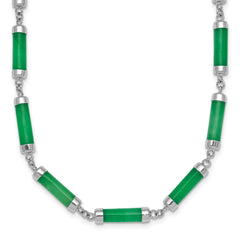 Sterling Silver Rhodium-plated Polished Jade Bars 16.75 Inch with 0.5 Inch Extension Necklace
