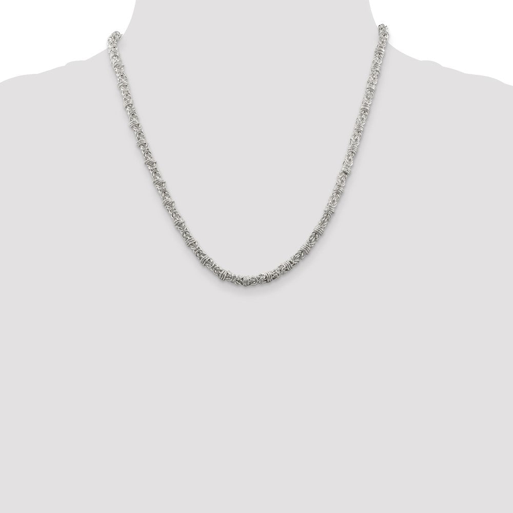 Sterling Silver 4mm Fancy Byzantine Chain