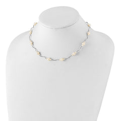 Sterling Silver Rhodium-plated 3-7mm White Near-Round Freshwater Cultured Pearl 13-Station 16 inch with 2.5 inch Extension Necklace