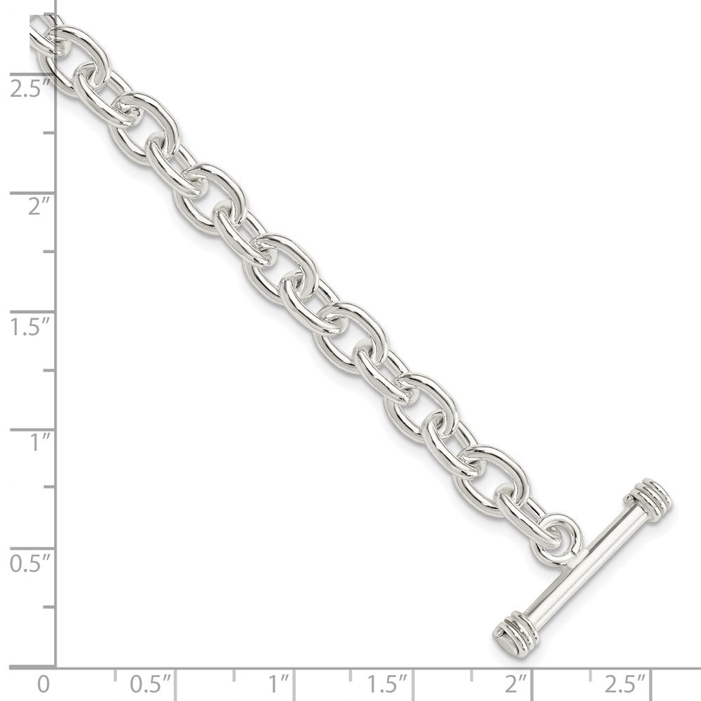 Sterling Silver 7.75inch Polished Fancy Link Toggle Bracelet - 2