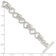 Sterling Silver 7.75inch Polished Fancy Link Toggle Bracelet