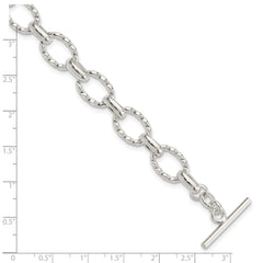 Sterling Silver 8.75inch Polished Fancy Link Toggle Bracelet