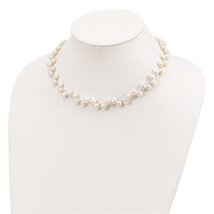 Sterling Silver FW Cultured Button Pearl 16in Necklace