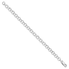 Amore La Vita Sterling Silver Rhodium-plated Polished 7mm 8.5 inch Fancy Link with Lobster Clasp Charm Bracelet