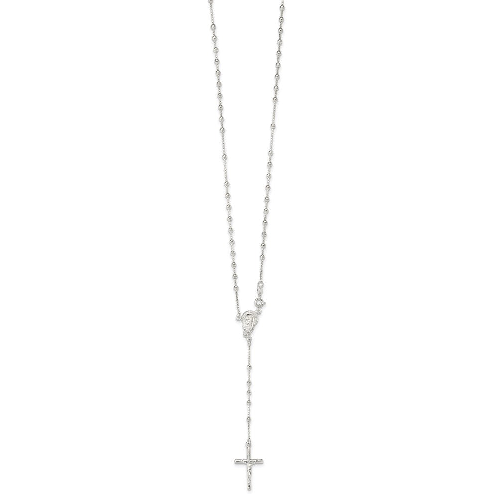 Sterling Silver Polished Bead Rosary 18 inch Necklace - 2