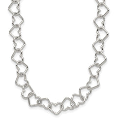 Sterling Silver 18inch Polished Fancy Heart Link Necklace - 2