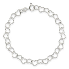 Sterling Silver 8inch Polished Fancy Heart Link Bracelet - 2