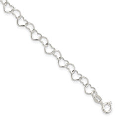 Sterling Silver 8inch Polished Fancy Heart Link Bracelet - 2