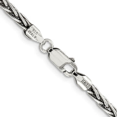 Sterling Silver Antiqued 3.25mm Solid Square Spiga Chain - 5