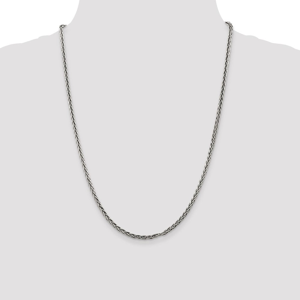 Sterling Silver Antiqued 3.25mm Solid Square Spiga Chain