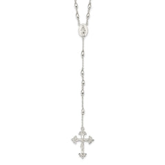 Sterling Silver Polished Bead Rosary 18 inch Necklace