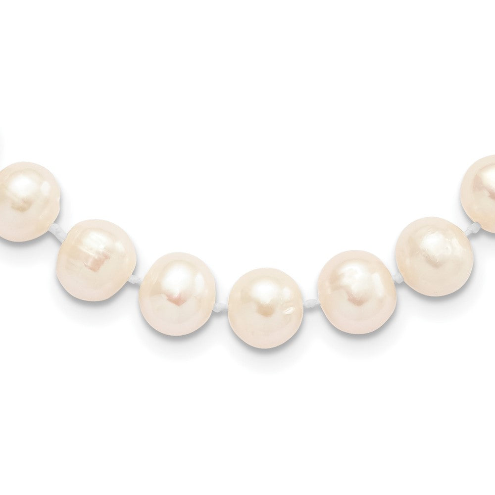 Sterling Silver Rhodium-plated 8-9mm White Near-Round Freshwater Cultured Pearl 18 inch Necklace