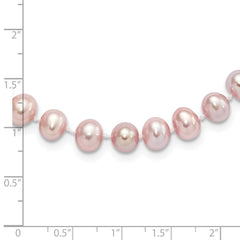 Sterling Silver Rhodium-plated 7-8mm Purple Near-Round Freshwater Cultured Pearl 16 inch Necklace