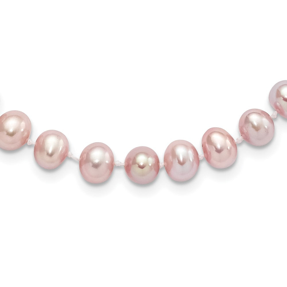 Sterling Silver Rhodium-plated 7-8mm Purple Near-Round Freshwater Cultured Pearl 20 inch Necklace