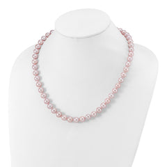 Sterling Silver Rhodium-plated 9-10mm Purple Near-Round Freshwater Cultured Pearl 20 inch Necklace