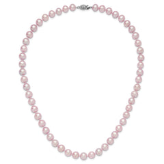 Sterling Silver Rhodium-plated 9-10mm Purple Near-Round Freshwater Cultured Pearl 20 inch Necklace