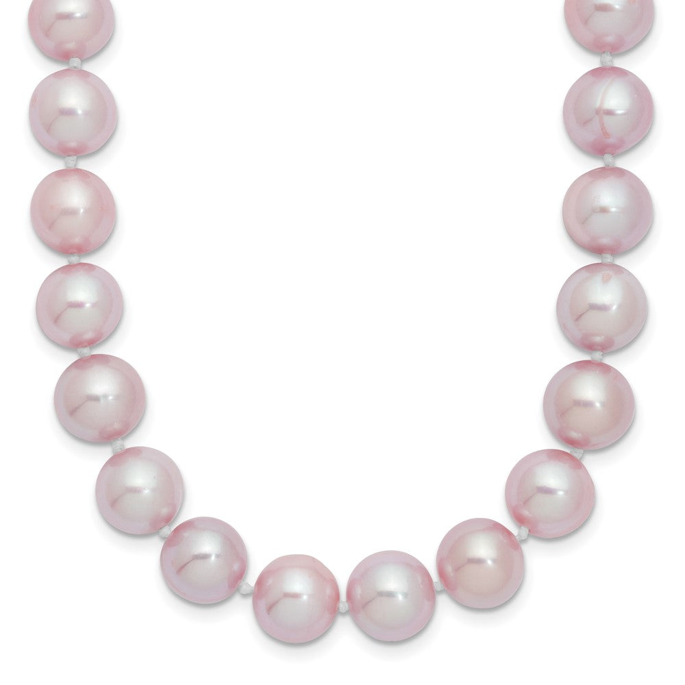 Sterling Silver Rhodium-plated 9-10mm Purple Near-Round Freshwater Cultured Pearl 16 inch Necklace