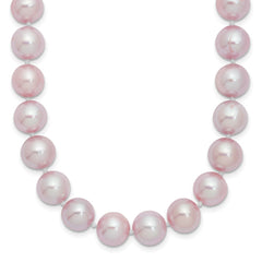 Sterling Silver Rhodium-plated 9-10mm Purple Near-Round Freshwater Cultured Pearl 20 inch Necklace