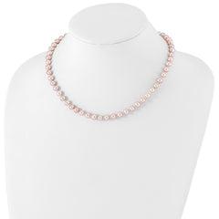 Sterling Silver Rhodium-plated 6-7mm Purple Near-Round Freshwater Cultured Pearl 24 inch Necklace