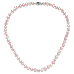Sterling Silver Rhodium-plated 6-7mm Purple Near-Round Freshwater Cultured Pearl 20 inch Necklace