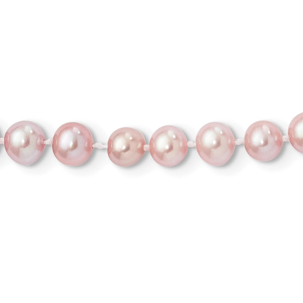 Sterling Silver Rhodium-plated 6-7mm Purple Near-Round Freshwater Cultured Pearl 16 inch Necklace