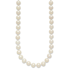 Sterling Silver Rhodium-plated 7-8mm White Near-Round Freshwater Cultured Pearl 20 inch Necklace