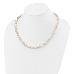 Sterling Silver Rhodium-plated 7-8mm White Near-Round Freshwater Cultured Pearl 18 inch Necklace - 2